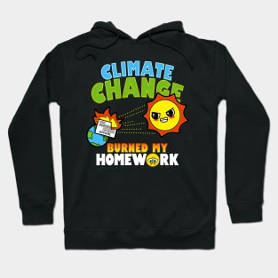 Funny Kawaii Climate Change Student Homework Excuse Joke Cartoon Hoodie